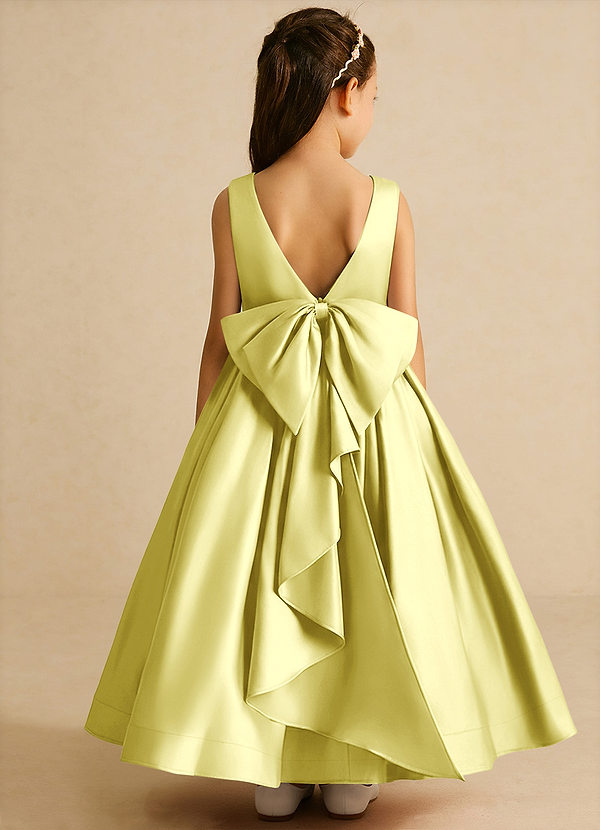 Azazie Cailee Flower Girl Dresses Lemon Sorbet Ball-Gown Pleated Matte Satin Dress image1