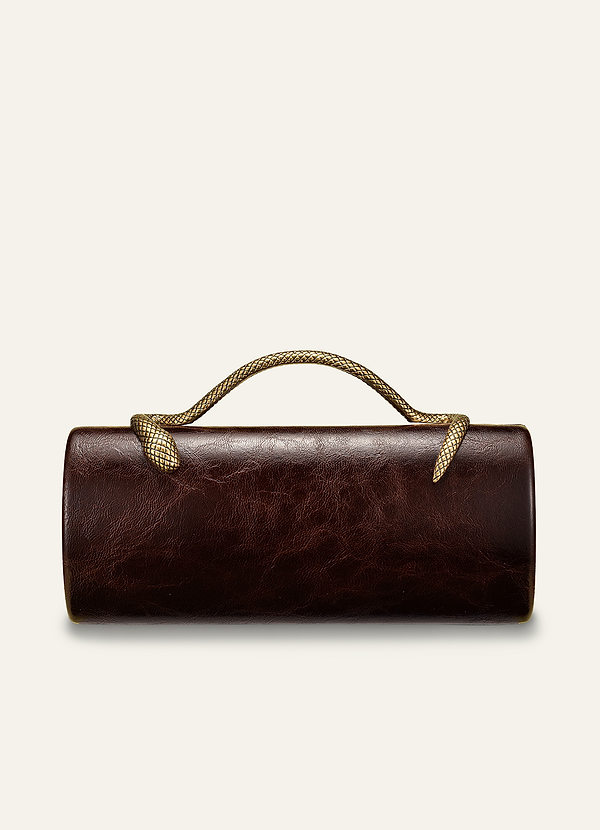 front Gold Snake Handle PU Leather Evening Handbag