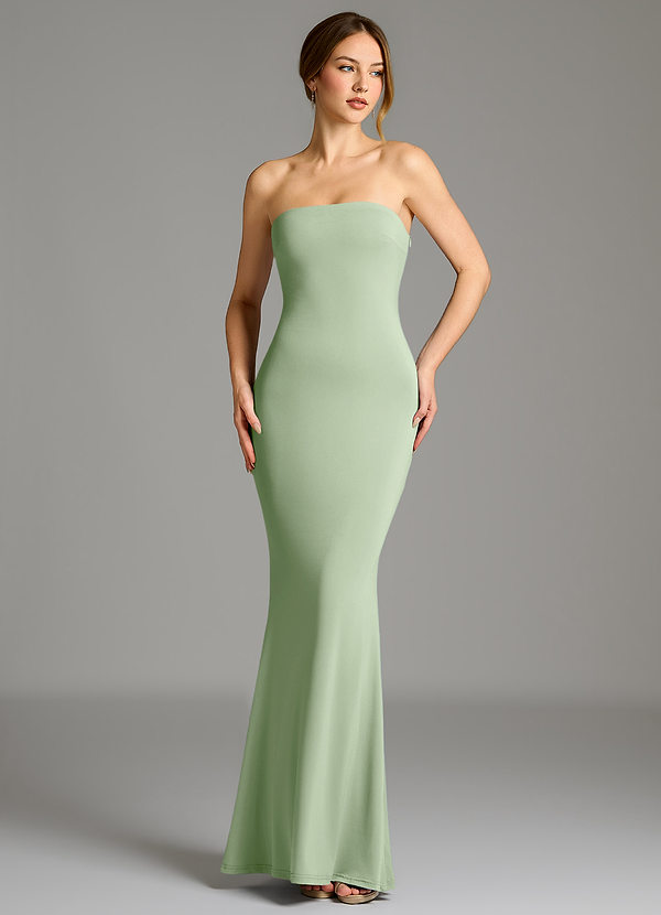 Azazie Shaniya Vestidos de dama de honor Vestido Salvia Polvorienta de Jersey elástico de primera calidad de Corte Sirena con Palabra de honor image1