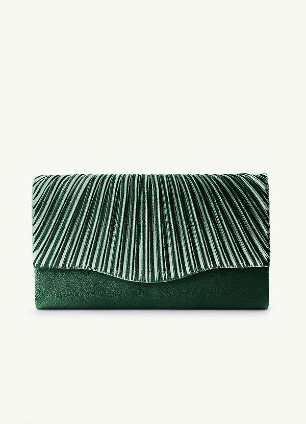 front Matching Color Pleated Metallic Satin Envelope Clutch