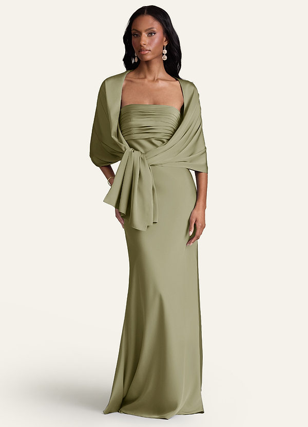 front Azazie Chal De Satén Elástico Aleena En Colores A Juego