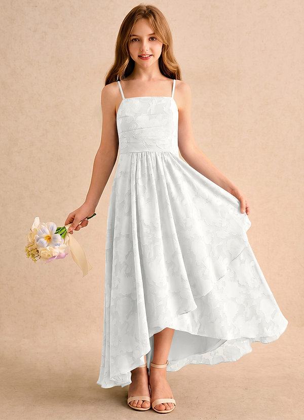 Azazie Twilight Girls Formal Sukienki dla Dziewczynki Sypiącej Kwiaty Litera A Plisowana Kwiatowe wypalenie Asymetryczny Sukienka image1