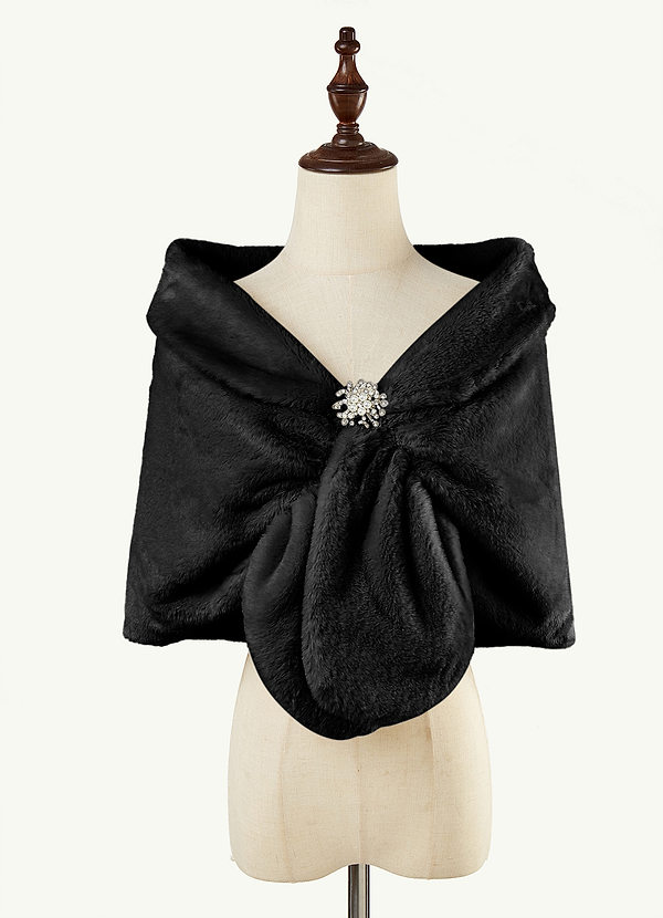front Cape en fausse fourrure avec broche