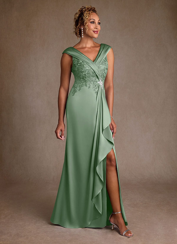Azazie Santa Monica Vestidos de Madre de la Novia Vestido de Matcha de Encaje de Corte en A image1