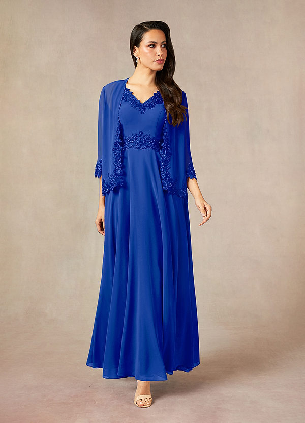 Azazie Devana Mother of the Brides Dresses Royal Blue A-Line Sequins Chiffon Dress image1