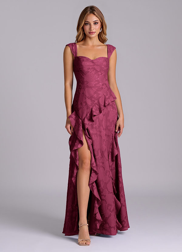 Azazie Sloane Vestidos de Dama de Honor Vestido Amora de Esgotamento Floral de Linha A com Decote Coração image1