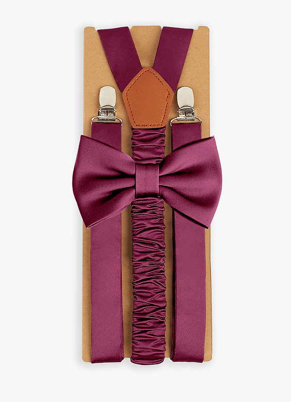 front Matching Matte Satin Bow Tie & Suspenders Set