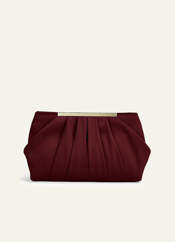 front Matching Color Stretch Satin Pleated Clutch