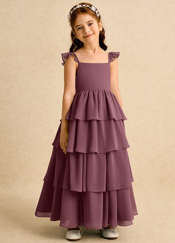Azazie Boba Vestidos de Niña de Flores Vestido de Sangrado de Gasa de Corte En A con Escote Cuadrado image1