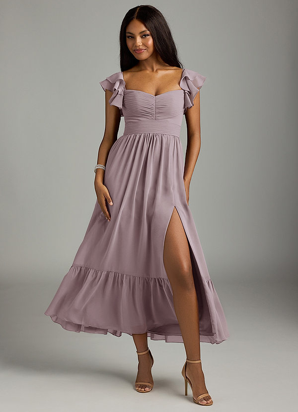 Azazie Anaya Bridesmaid Dresses Dusk A-Line Pleated Chiffon Dress image1