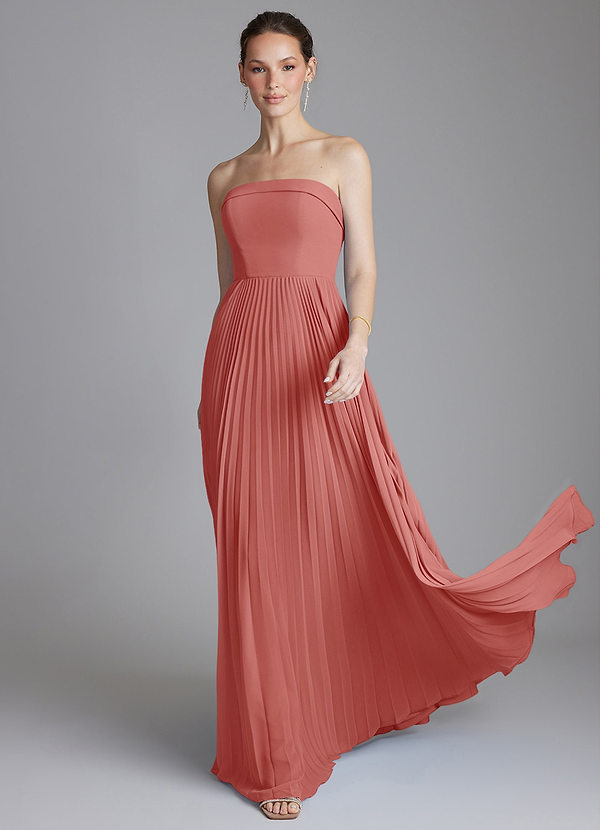 Azazie Mariana Bridesmaid Dresses Antique Rose A-Line Strapless Chiffon Dress image1