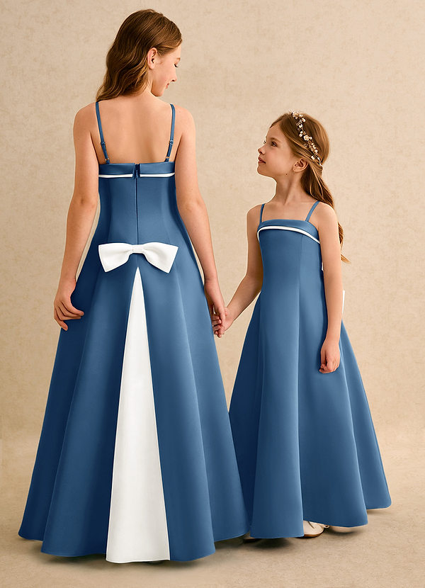 Azazie Izel Girls Formal Blommflicksklänningar Klä A-Line i Matt satäng Plisserad image1