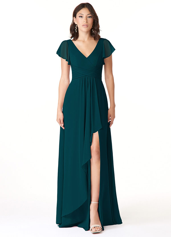 Azazie Omari Bridesmaid Dresses Pine A-Line Chiffon Dress image1