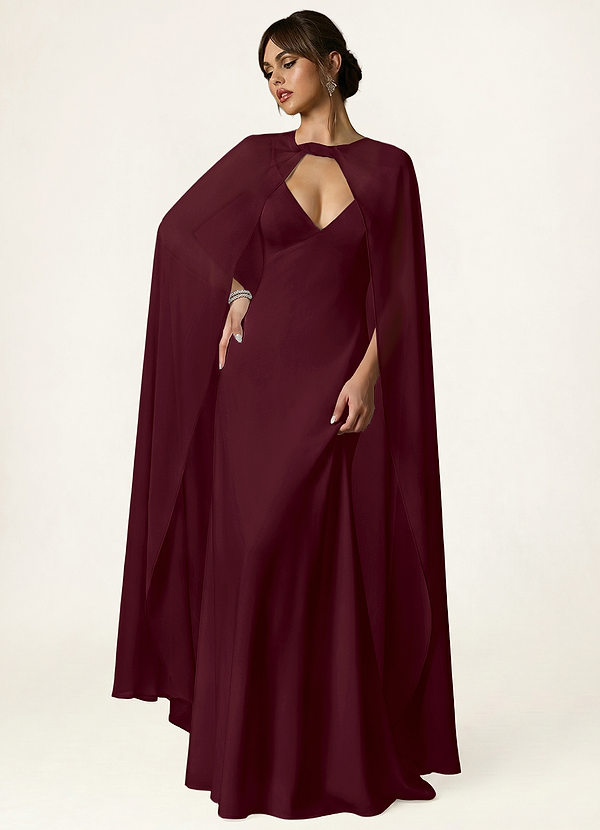 front Azazie Knot-Front Chiffon Long Cape