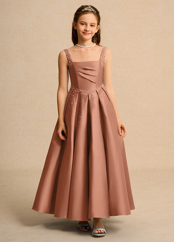 Azazie Mochi Girl Klänningar för brudeflicka Klä Balklänning i Matt satäng Plisserad image1