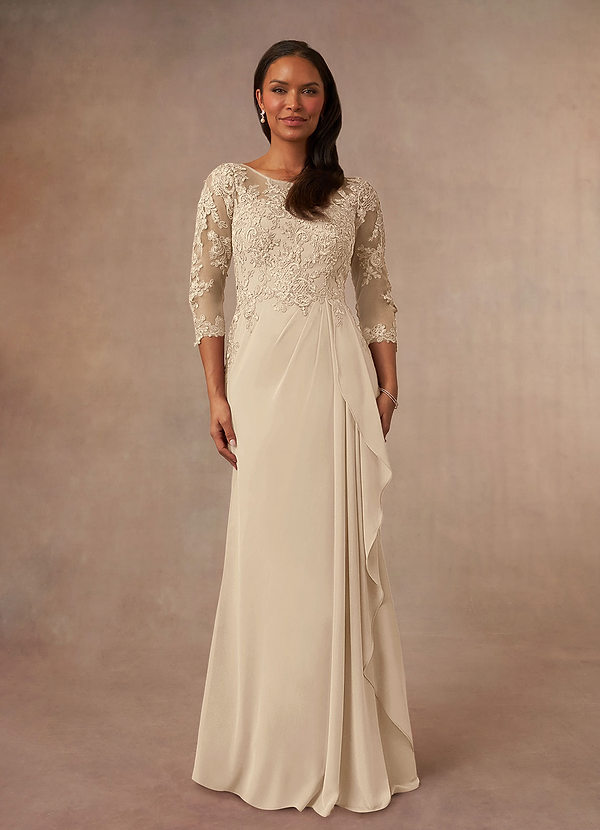 Azazie Calanthe Mother of the Bride Dresses Champagne A-Line Scoop Chiffon Dress image1