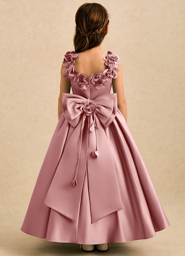 Azazie Eden Vestidos de arras Vestido Rosa Polvorienta de Satin Mate de Corte Princesa con Plisado image1