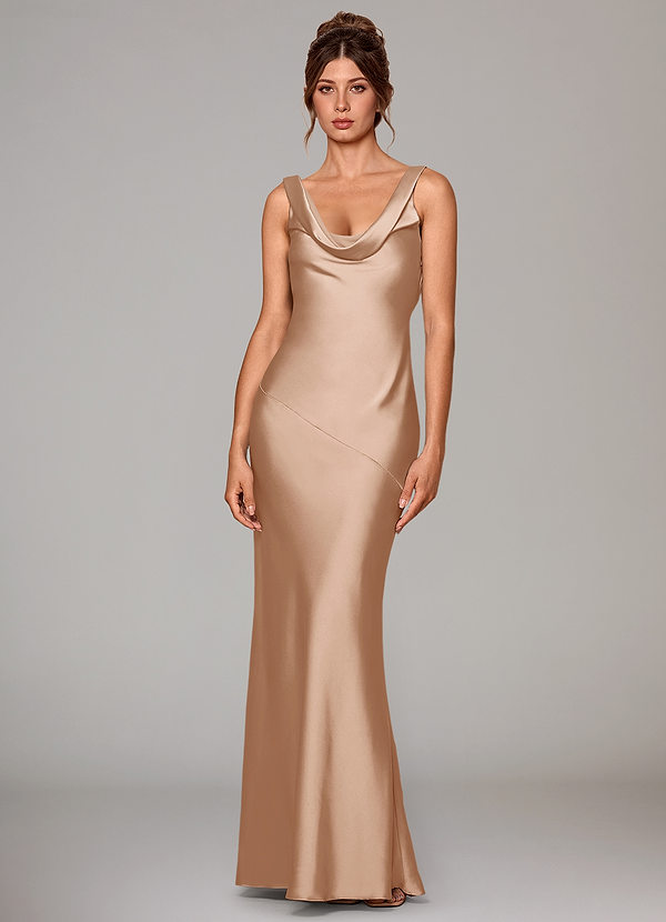 Azazie Rylina Bridesmaid Dresses English Rose Mermaid Stretch Satin Dress image1