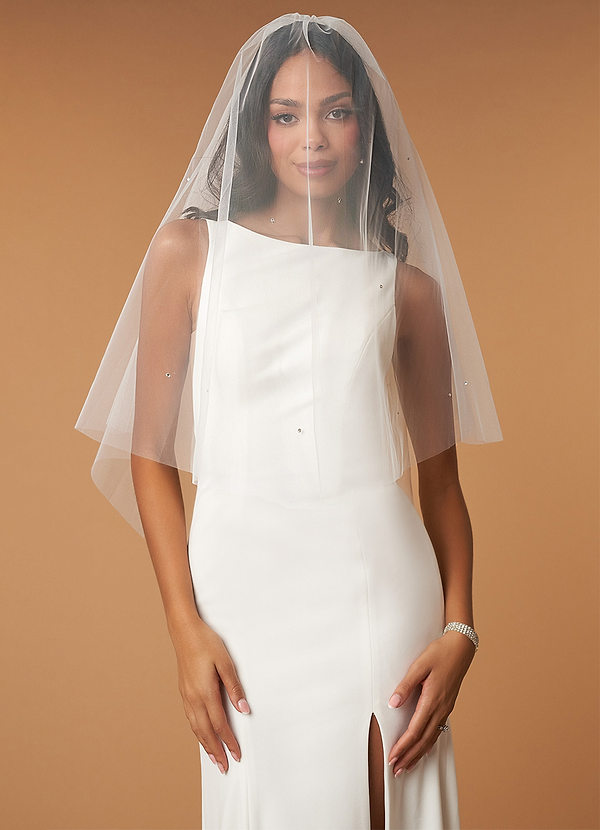 front Juniper Rhinestones Waltz Length Veil With Blusher