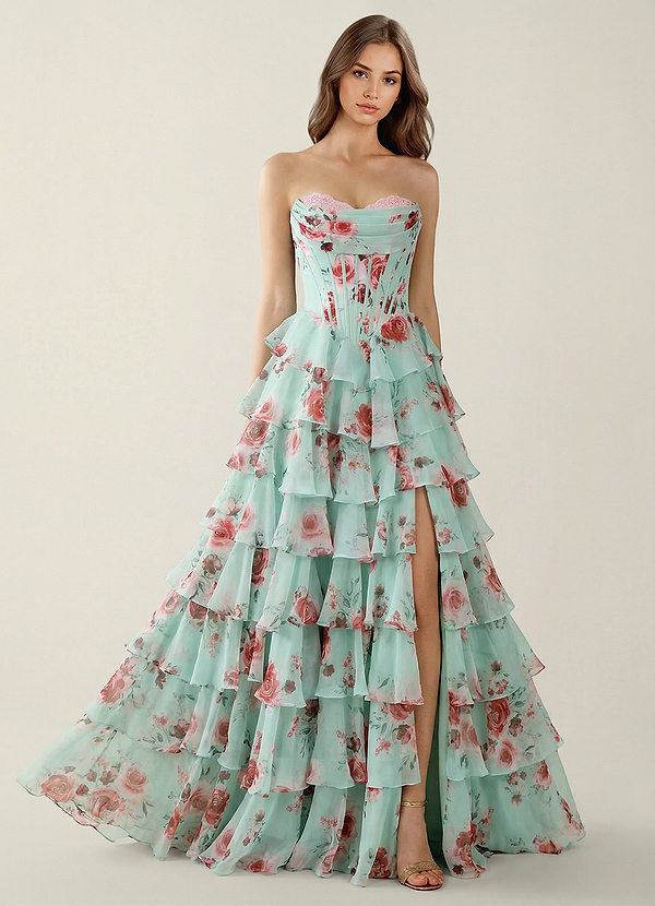 Samara Lake Blue Ruffled A-Line Prom Dress image1