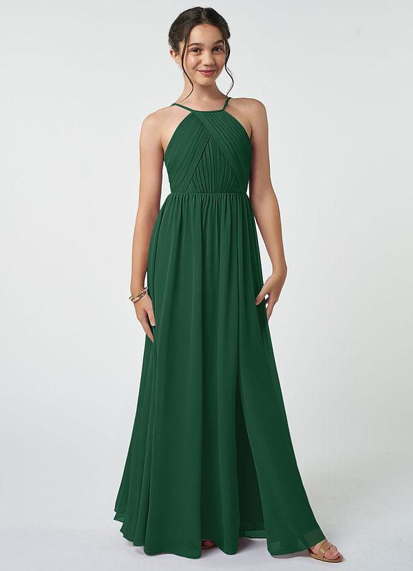 Azazie Leighton Verde Oscuro de Gasa/ Chiffon de Mono con Plisado image1