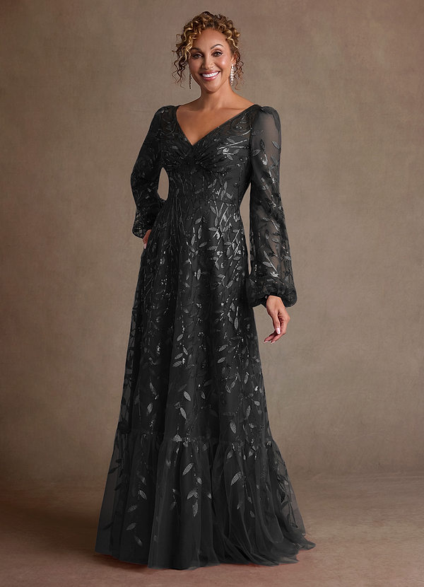 Azazie Mazie Klänningar till brudens mor Klä A-Line i Tyll Spets Svart image1