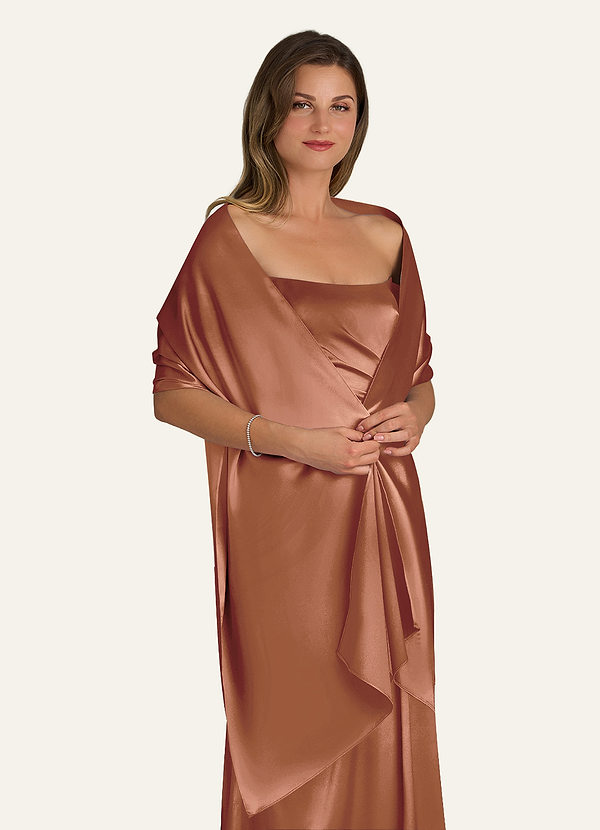 front Azazie Matching Color Metallic Satin Shawl