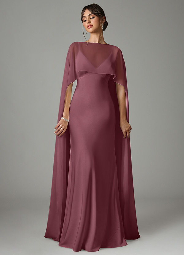Azazie Stefania Bridesmaid Dresses Desert Rose A-Line Stretch Satin Dress image1