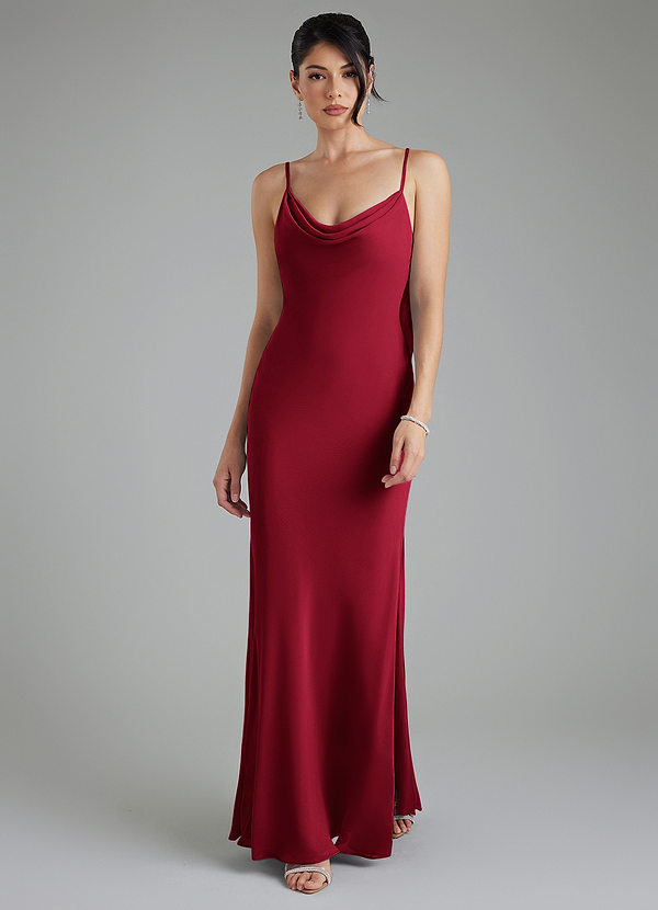 Azazie Veronica Bridesmaid Dresses Burgundy Sheath Chiffon Dress image1
