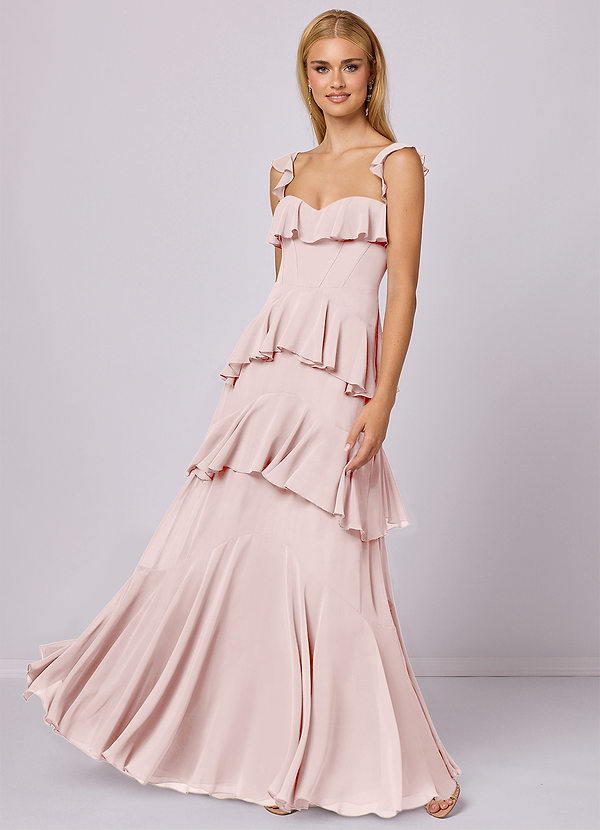 Barbie ♥ Azazie Bridesmaid Dresses Blushing Pink A-Line Sweetheart Neckline Chiffon Dress image1