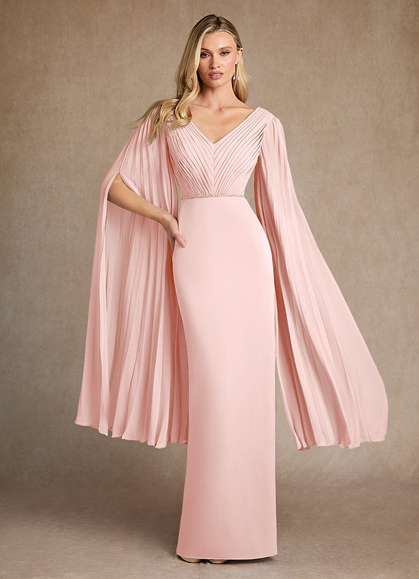 Azazie Ellsworth Brautmutterkleider Spalte Plissee Stretch-Krepp Kleid Zartrosa image1