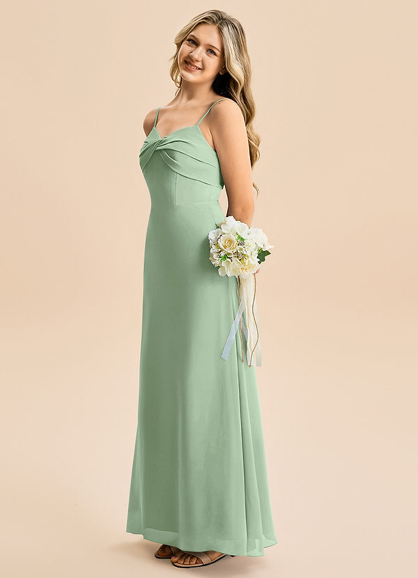 Azazie Jordyn Junior Linia A Dekolt w kształcie serca Szyfon Długość podłogi Młodsza druhna Sukienka image1