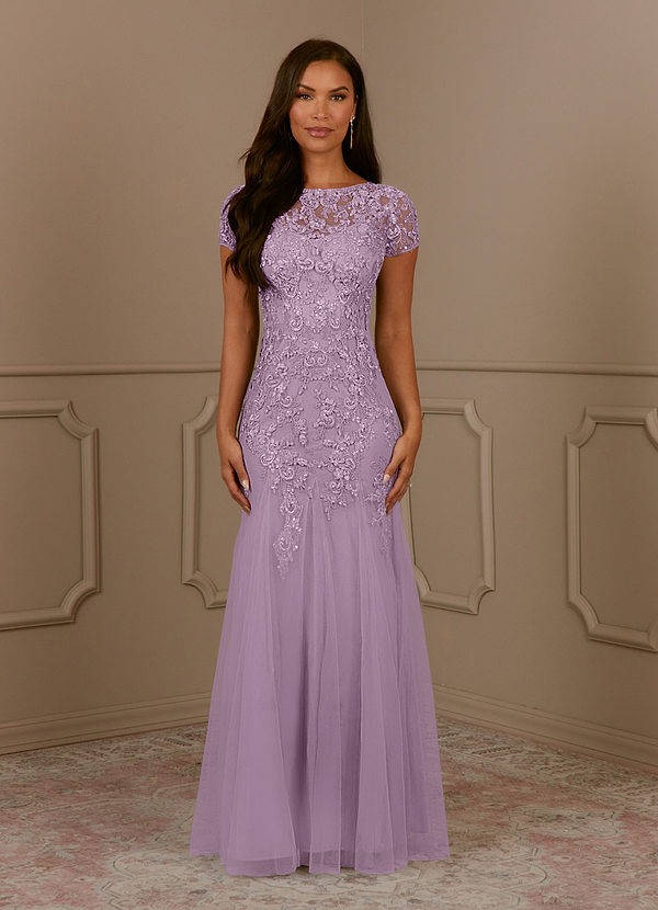 Azazie Laurie Mother of the Brides Dresses Wisteria Mermaid Scoop Sequins Tulle Dress image1