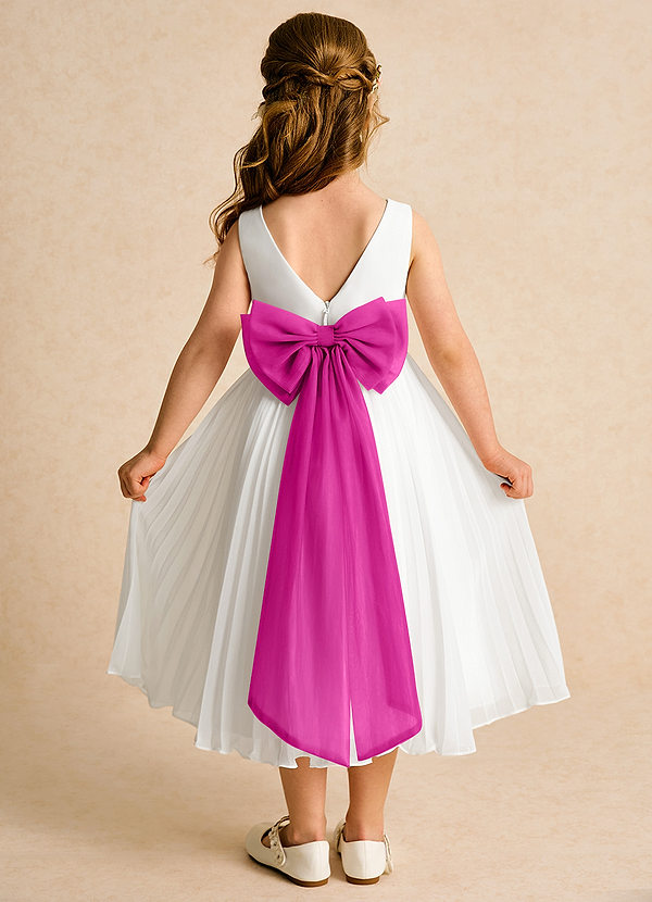 Azazie Margot Abiti da Ragazza di Fiori Abito A-Line in Chiffon Plissettato Avorio Fucsia image1