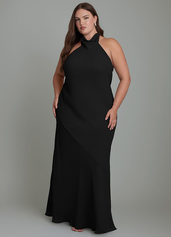 Azazie Velli Abiti da Damigella Abito Sirena in Chiffon Collo alto Nero image1