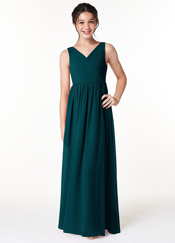 Azazie Sawyer Junior Pine A-Line Pleated Chiffon Dress image1