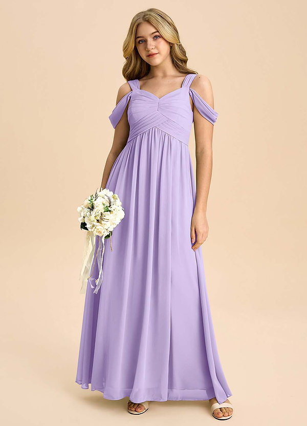 Azazie Lianne Junior Jurk van Chiffon met A-Lijn Off-shoulder Lila image1