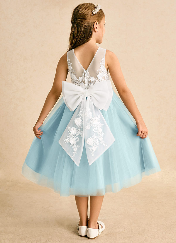 Azazie Lina Flower Girl Dresses Ivory Sea Glass Ball-Gown Lace Dress image1