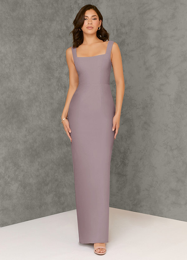 Azazie Flori Bridesmaid Dresses Dusk Sheath Square Neckline Chiffon Dress image1
