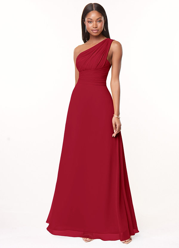 Azazie Ashley Bridesmaid Dresses Scarlet A-Line Ruched Chiffon Dress image1