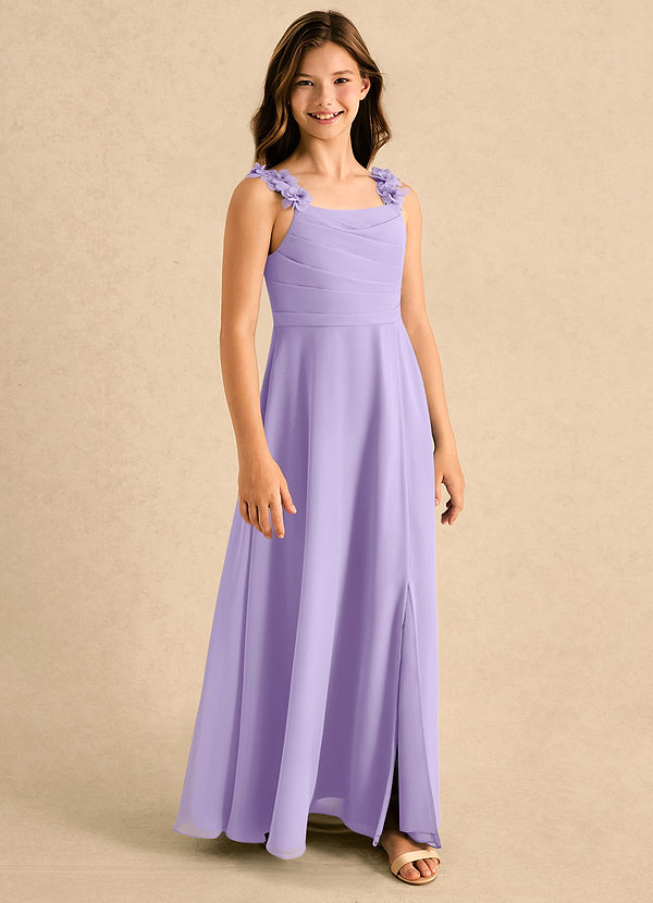 Azazie Masie Girls Formal Flower Girl Dresses Lilac A-Line Pleated Chiffon Dress image1