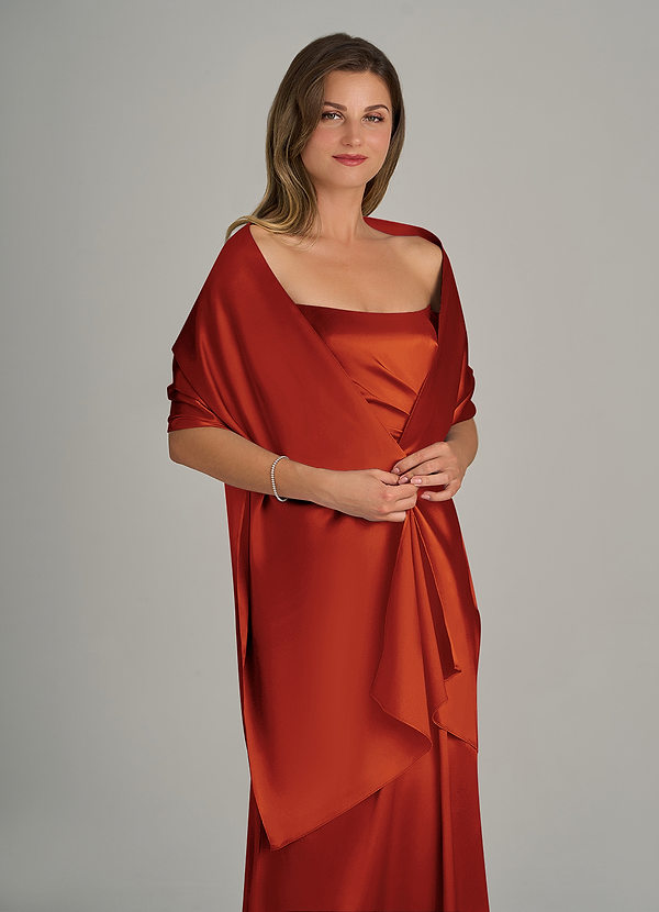 front Azazie Matching Color Ireland Metallic Satin Shawl