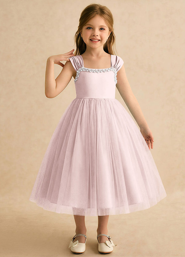 Azazie Yosemite Vestidos de arras Vestido Rosa Rubor de Tul de Corte Princesa con Escote corazón image1
