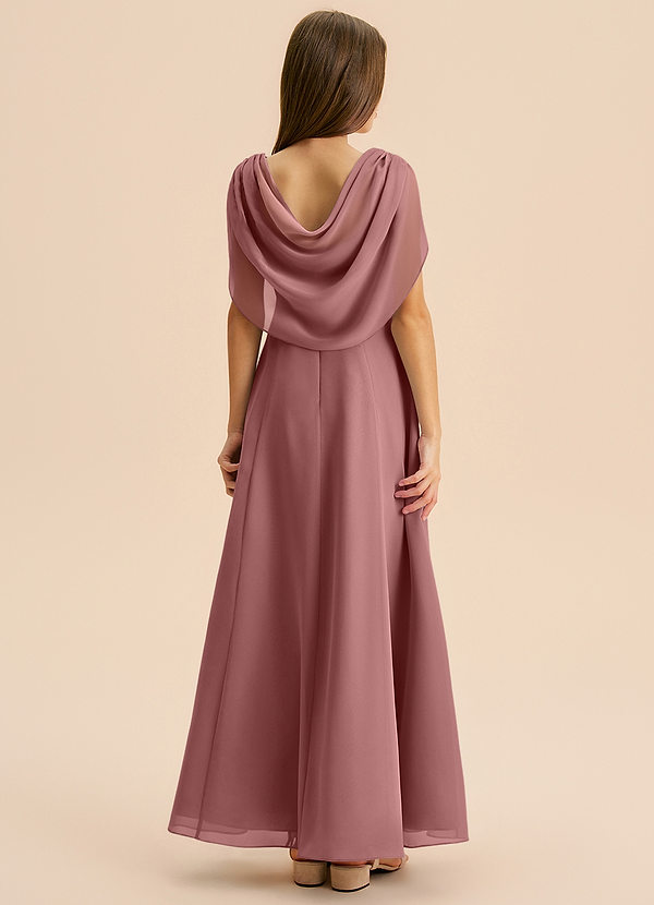 Azazie Lambie Junior Desert Rose A-Line Pleated Chiffon Dress image1