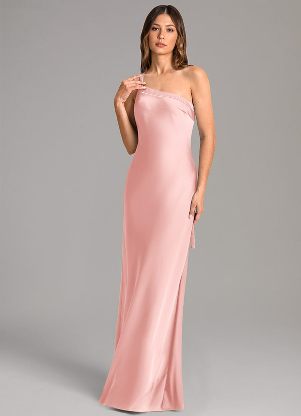 Azazie Monroe Brudtärneklänningar Klänning av Sjöjungfru i Stretch Satin One-shoulder Puderrosa image1