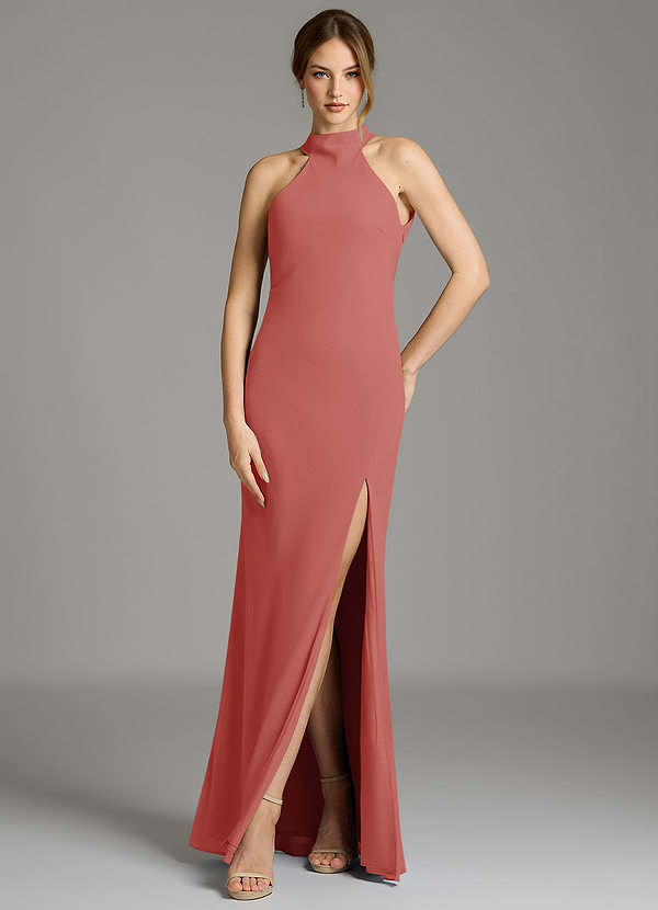 Azazie Cairo Bridesmaid Dresses Antique Rose Mermaid Pleated Chiffon Dress image1