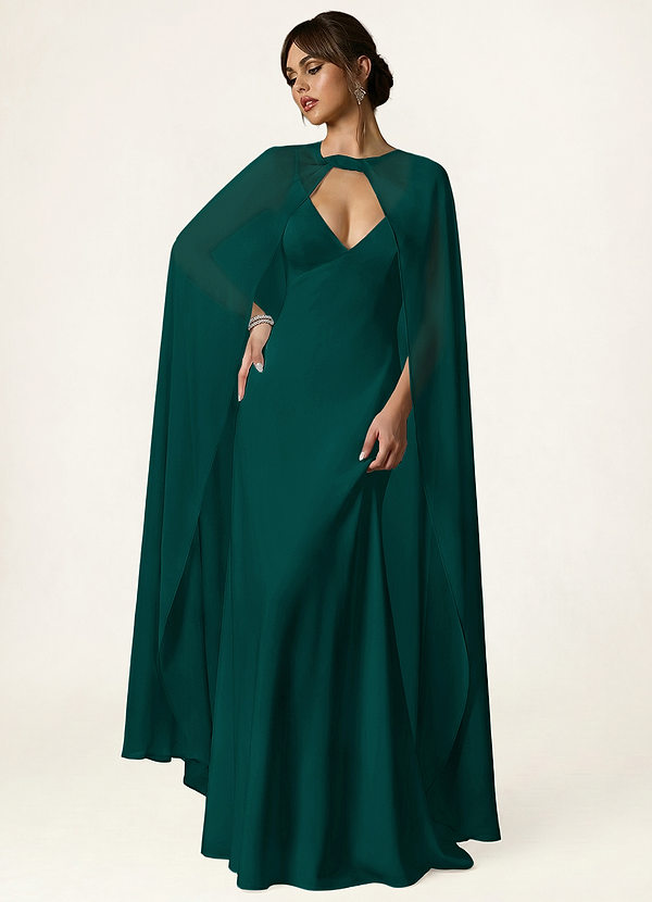 front Azazie Knot-Front Chiffon Long Cape