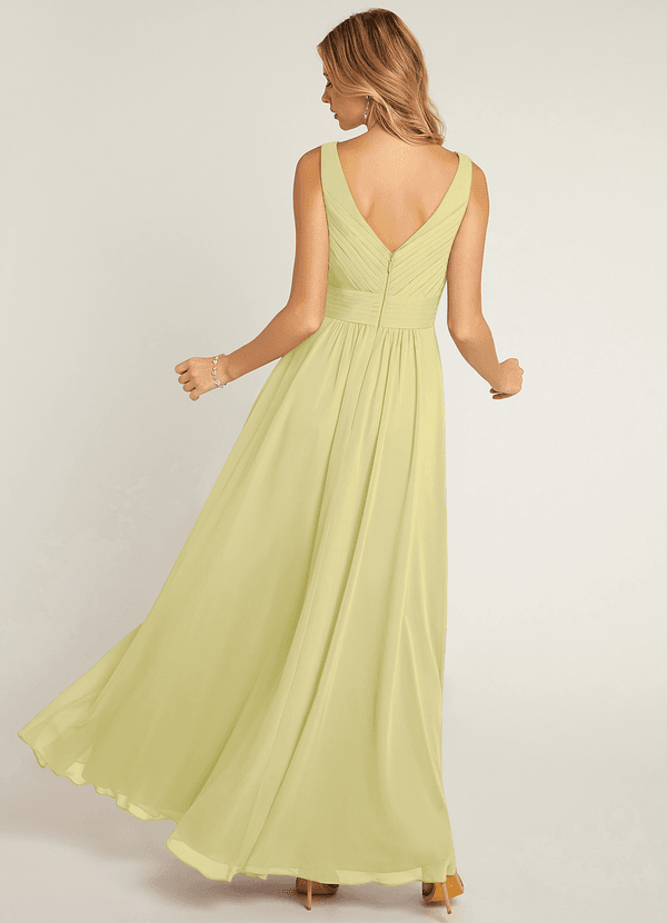 Azazie Pierrette Bridesmaid Dresses Lemon Sorbet A-Line Pleated Chiffon Dress image1