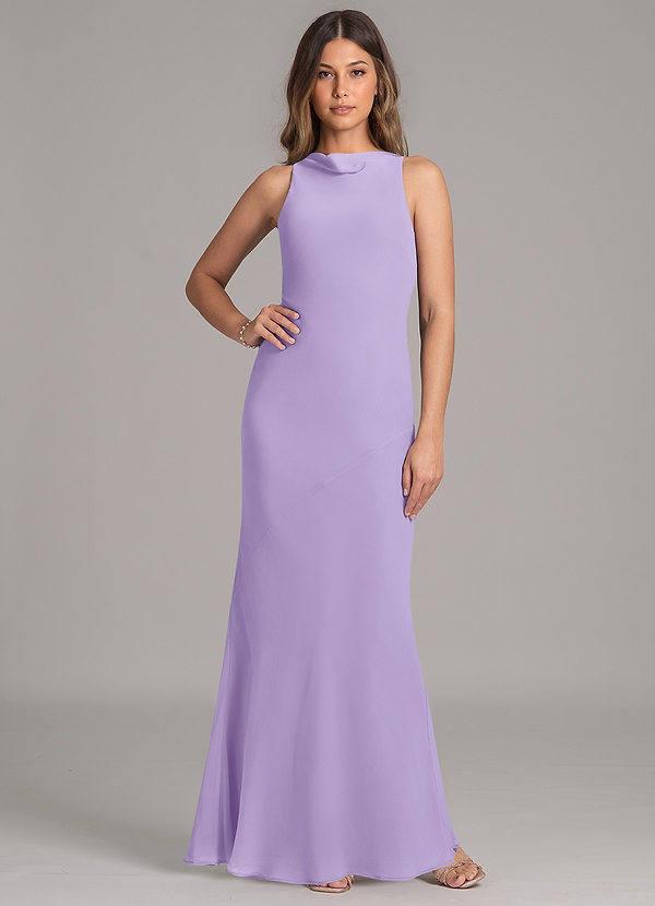 Azazie Allettie Bruidsmeisjes Jurken Jurk van Chiffon met Zeemeermin Lila image1