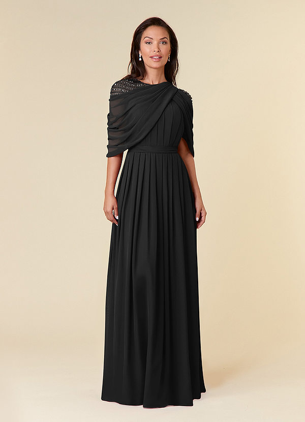 Azazie Olena Mother of the Brides Dresses Black A-Line Sequins Chiffon Dress image1